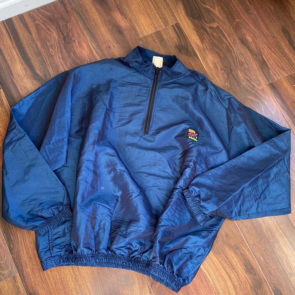 VTG Surf Style Pullover Windbreaker with Pockets Quarter Zip
